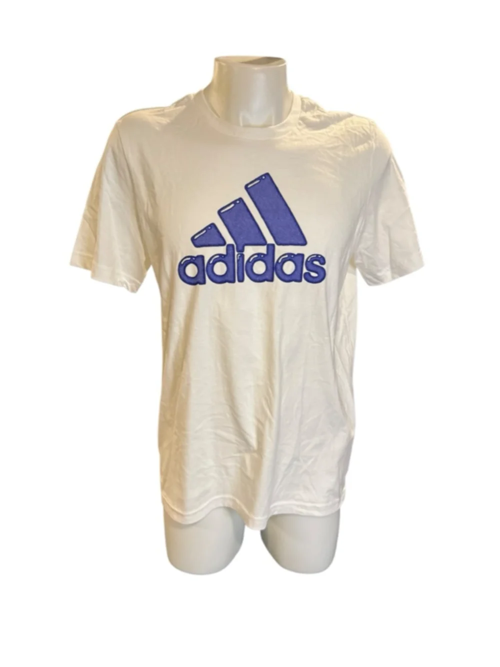 Men's Adidas White Purple Short Sleeve Tee L i62